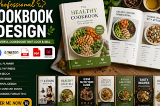 design cookbook meal planner, health fitness gym ebook, recipe book