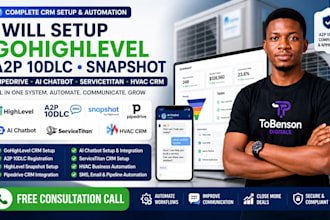 setup gohighlevel a2p 10dlc snapshot pipedrive ai chatbot servicetitan hvac CRM