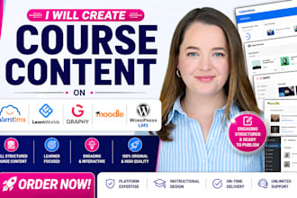 create course content on talentlms, learnworld, graphy, moodle and wordpress lms