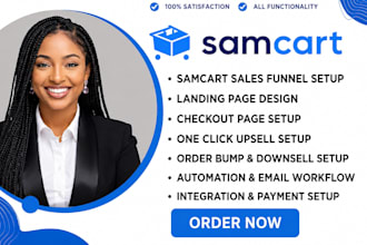 create samcart sales funnel, landing page, checkout, upsell and automation