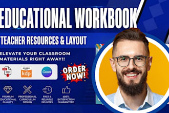design premium educational workbook, textbook for teachers in digital and print