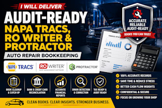 deliver audit ready napa tracs, ro writer and protractor auto repair bookkeeping
