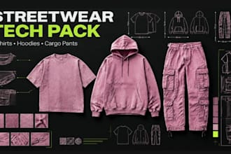 create streetwear tech pack t shirt tech pack  fashion hoodies and cargo pants