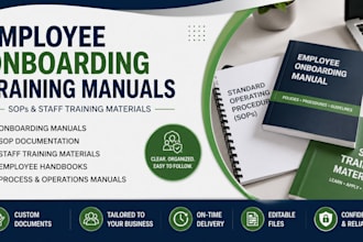 create employee onboarding training manuals, sops, and staff training materials