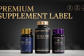 design premium supplement label and packaging for cbd, vitamins, product label