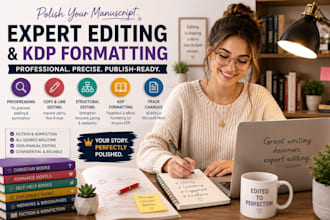 do book proofreading, copy line edit, structural edit and kdp book formatting