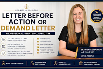issue UK letter before action, letter before claim, demand letter as a solicitor