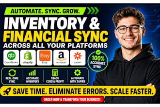 quickbooks shopify etsy amazon sync inventory management cogs zapier automation