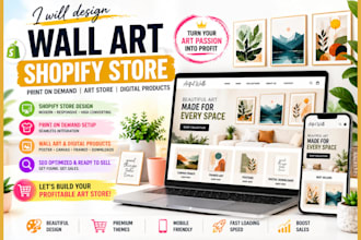 design wall art shopify store print on demand website digital product