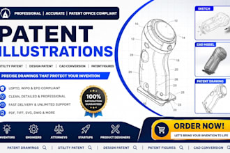 do patent illustrations utility design drawings patent figures cad conversion
