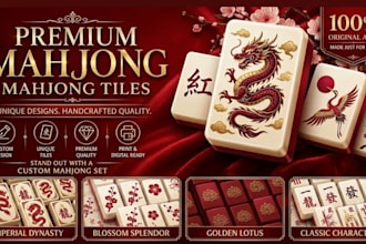 design custom illustrated mahjong tiles and board game assets for production