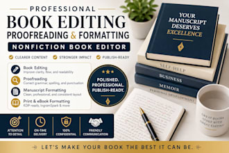 book editing, proofread, format, manuscript formatting, nonfiction book editor