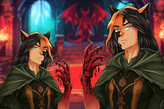 illustrate custom rpg, dnd anime game character fantasy artwork oc pfp artwork