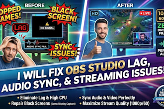 fix obs studio lag, audio sync, black screen, and streaming issues