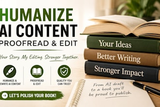 manually rewrite, humanize ai content, proofread and edit your ai manuscript