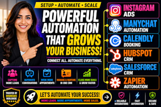 setup instagram ads manychat salesforce hubspot crm calendly zapier automation