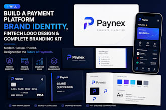 build payment platform brand identity package, fintech logo design branding kit
