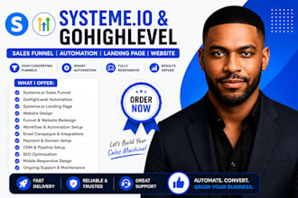 systeme io sales funnel, gohighlevel automation, systeme landing page, website