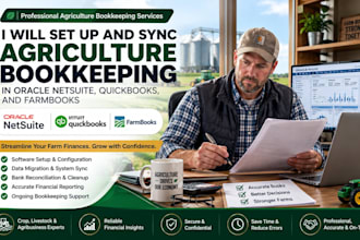 l set up and sync agriculture bookkeeping in netsuite, quickbooks, and farmbooks