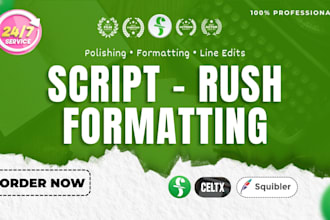 rush format your script in final draft within 24 hours, fast format