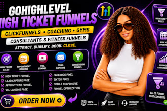 clickfunnels, gohighlevel high ticket sales funnel for coaches, gym, consultants