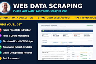 scrape web data into excel or a database