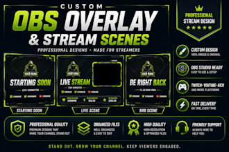design custom obs overlay and stream scenes