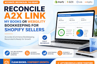 reconcile a2x link my books or webgility set up bookkeeping for shopify sellers