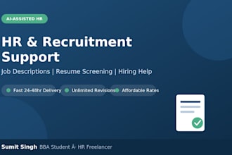 write a professional job description and screen resumes