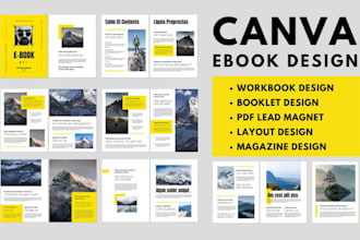 canva ebook, workbook design, brochure, workbook, worksheet booklet design ebook