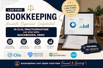 do law firm bookkeeping in clio, practicepanther and sync with quickbooks, xero