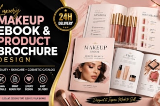 design luxury makeup ebook, beauty product brochure and cosmetic catalog
