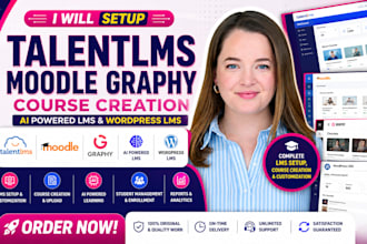 setup talentlms moodle graphy course creation, ai powered lms, and wordpress lms