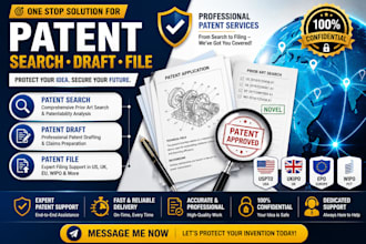 draft your patent application and provide uspto UK eu and wipo filing support