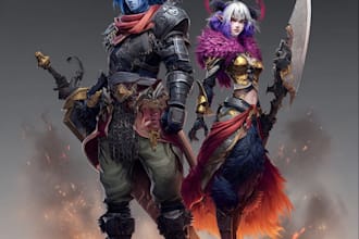 draw a realistic game character concept art
