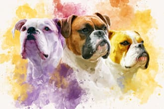 create a custom watercolor pet portrait or pet painting