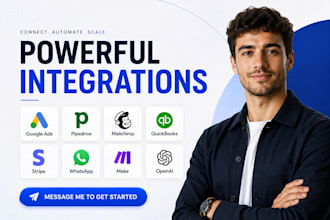 integrate google ads pipedrive mailchimp quickbooks stripe whatsapp make open ai