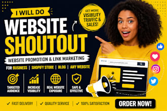 do website shoutout website promotion link marketing for business shopify store