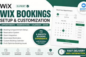 setup wix bookings, appointments, zoom integration, fitness, reservation system