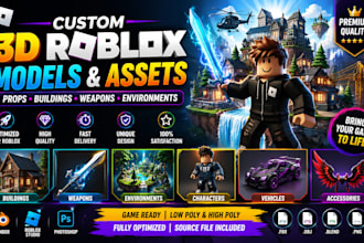 create custom 3d roblox models, game assets, props and environment