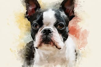 draw a rainbow watercolor portrait of your pet