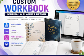 do amazon KDP guided journal design canva workbook design etsy printable planner