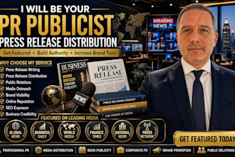 be your PR publicist distribute your press release on top media outlet