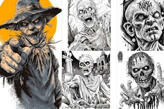 draw 70s 80s 90s retro vintage horror poster, comic dark art pop art