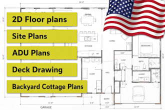 draft full architectural,floor,site,adu,deck, backyard cottage plans in florida