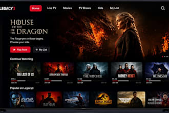 develop fire TV android TV samsung TV iptv ott app with admin panel
