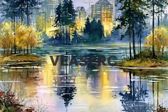 draw a watercolor landscape illustration