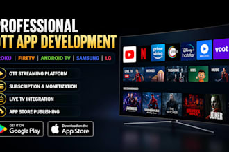 develop iptv app, ott app, smart TV app, android TV, samsung TV, lg TV app