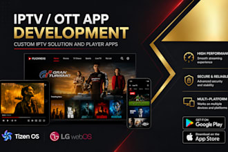 develop iptv app, ott app, smart TV app, android TV, samsung TV, lg TV app