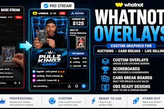 design custom whatnot overlays, scoreboards and stream graphics